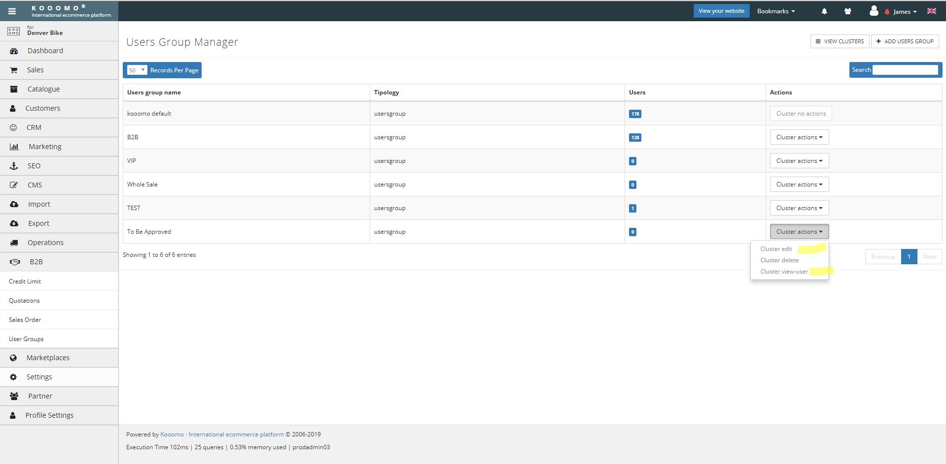 B2B User Group Edit Clusters