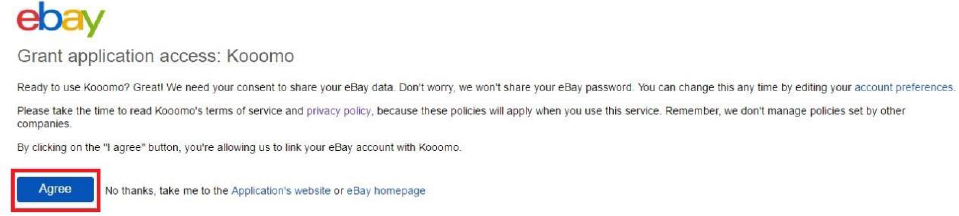 Kooomo Marketplaces - Ebay access grant to Kooomo
