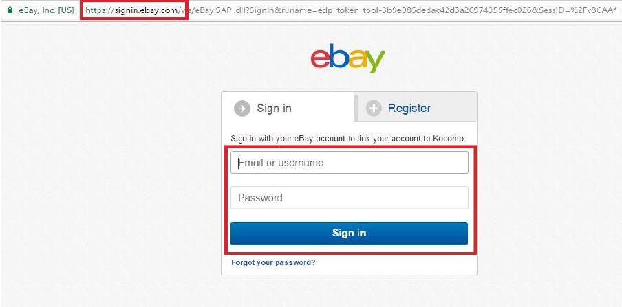 Kooomo Marketplaces - Ebay sign in to merchant account